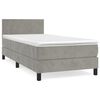 vidaXL Giroletto a Molle con Materasso Grigio Chiaro 100x200cm Velluto