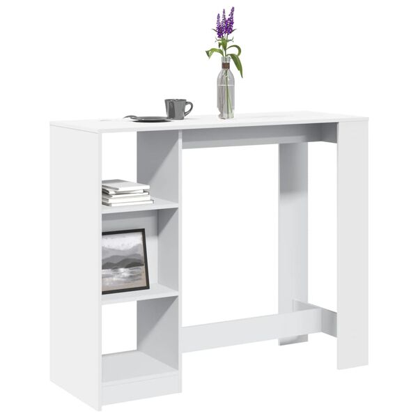 vidaXL Tavolo Bar con Ripiano Bianco 124x46x103,5 cm in Truciolato