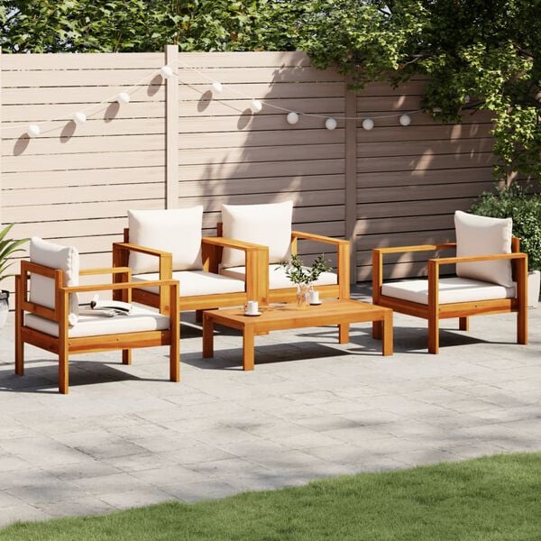 vidaXL Set Divano da Giardino 5 pz con Cuscini Legno Massello Acacia