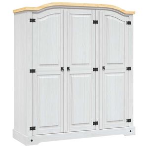 vidaXL vidaXL Armadio in Legno di Pino Messicano Corona 3 Ante Bianco