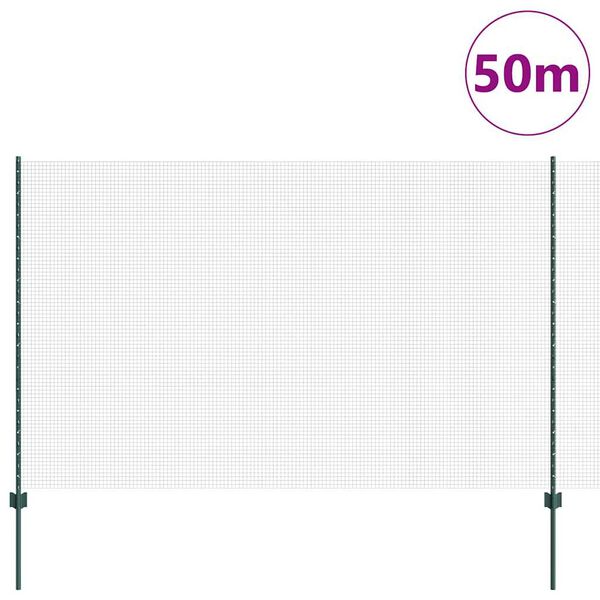 vidaXL Recinzione con Posto Verde 1,5 x 50 m Acciaio e PVC