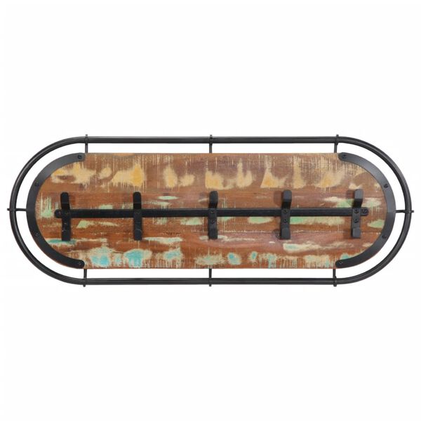 vidaXL Appendiabiti da Parete con 5 Ganci in Legno Massello Recupero