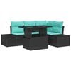 vidaXL Set Divano da Giardino 6 pz 4-Numero di posti Nero e Blu
