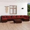 vidaXL Set Divani da Giardino 8 pz con Cuscini in Polyrattan Marrone