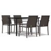 vidaXL Set Pranzo da Giardino 5pz con Cuscini in Polyrattan e Acciaio