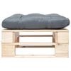 vidaXL Ottomana Pallet da Giardino con Cuscino Grigio Legno Naturale