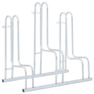 vidaXL Supporto per 3 Bici da Pavimento Autoportante Acciaio Zincato