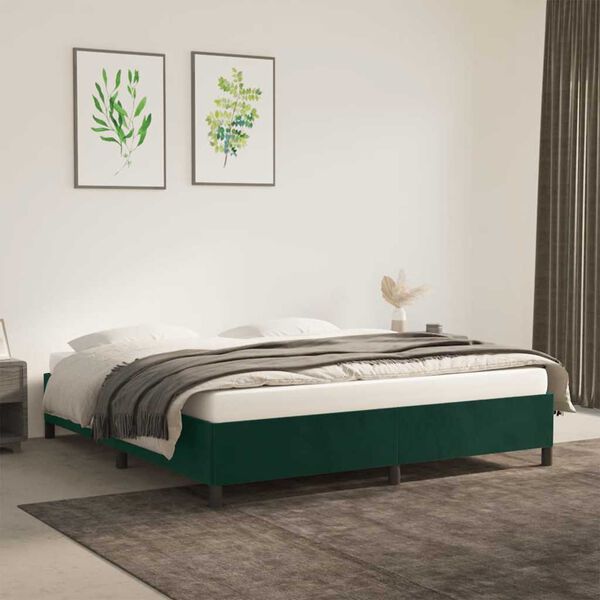 vidaXL Giroletto senza Materasso Verde Scuro 180x200 cm in Velluto