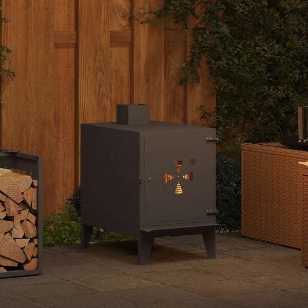 vidaXL Stufa da campeggio con sfiato dell'aria Nero 35 x 50 x 60 cm