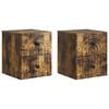 vidaXL Mobiletto da notte a muro 2 pcs Rovere Fumo 33 x 34,5 x 40 cm