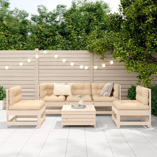 vidaXL Set Divani da Giardino 6 pz in Legno Massello di Pino