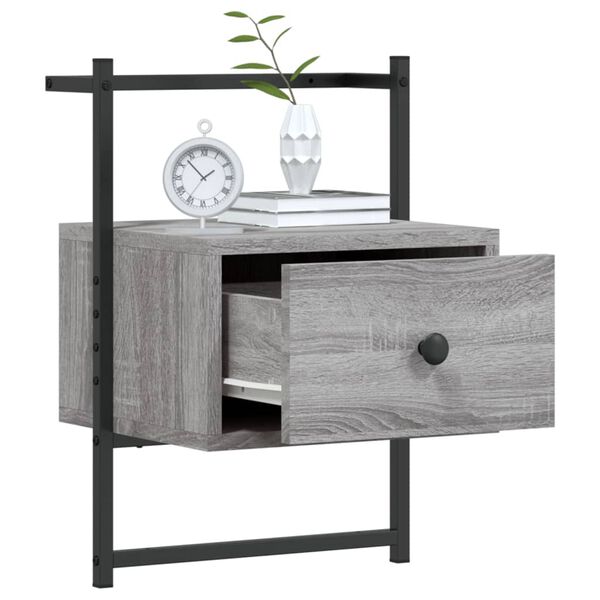 vidaXL Comodino a Muro Grigio Sonoma 35x30x51 cm Legno Multistrato
