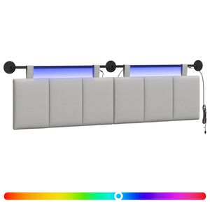 vidaXL Testiera sospesa Con luce LED Grigio Nuvola Tessuto