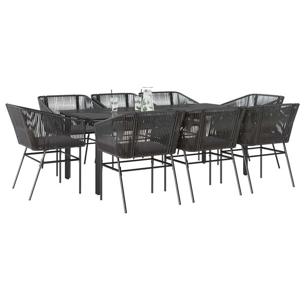 vidaXL Set da Pranzo da Giardino 9 pz con Cuscini Polyrattan Vetro