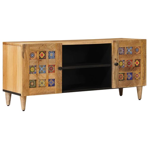 vidaXL Mobile TV Naturale 105 x 33,5 x 46 cm Legno di mango massello