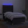 vidaXL Letto a Molle con Materasso e LED Nero 90x190 cm in Tessuto
