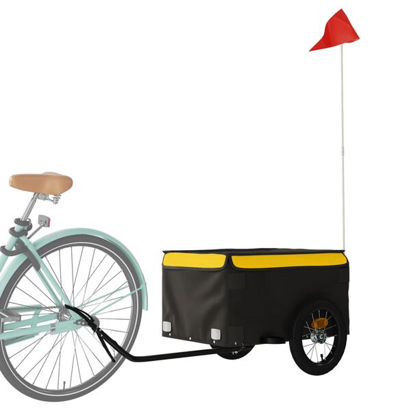 vidaXL Rimorchio da Bici Nero e Giallo 30 kg in Ferro