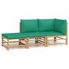 vidaXL Set Salotto da Giardino 3pz con Cuscini Verdi Bamb&ugrave;