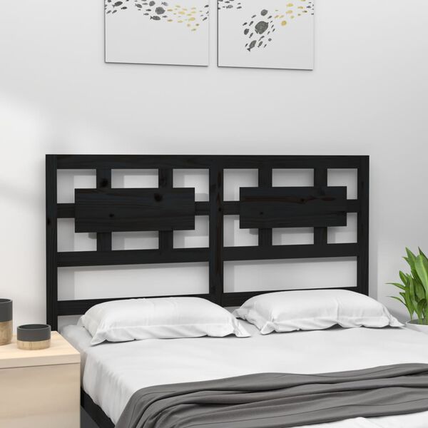 vidaXL Testiera per Letto Nera 185,5x4x100cm in Legno Massello di Pino