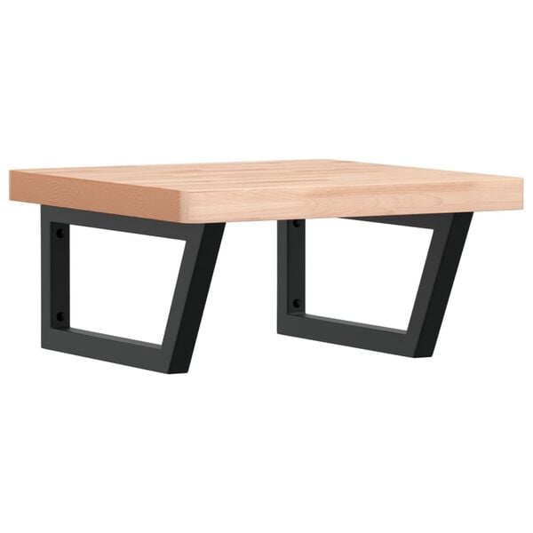 vidaXL Ripiano a Parete per Lavabo in Acciaio e Massello di Faggio