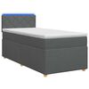 vidaXL Letto con Box Spring, Materasso e LED Grigio Scuro 90 x 190 cm