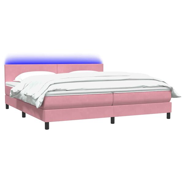 vidaXL Letto a Molle con Materasso e LED Rosa 180x210 cm in Velluto