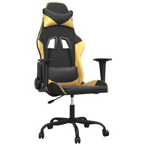 vidaXL Sedia da Gaming Massaggiante Nero e Oro in Similpelle