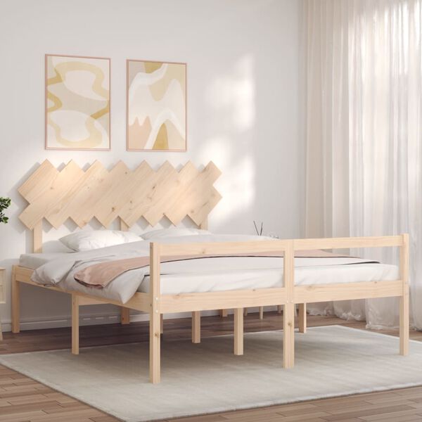 vidaXL Letto per Anziani con Testiera 160x200 cm in Legno Massello