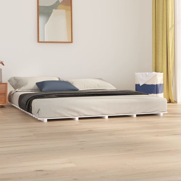 vidaXL Giroletto senza Materasso Bianco 200x200 cm Legno Massello Pino