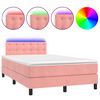 vidaXL Letto a Molle con Materasso e LED Rosa 120x200 cm in Velluto