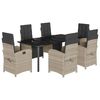 vidaXL Set da Pranzo da Giardino 7 pz Cuscini Polyrattan Grigio Chiaro