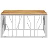 vidaXL Tavolino da Salotto Argento in Acciaio Inox e Massello d'Acacia