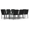 vidaXL Set Pranzo da Giardino 9 pz con Cuscini in Polyrattan e Acciaio
