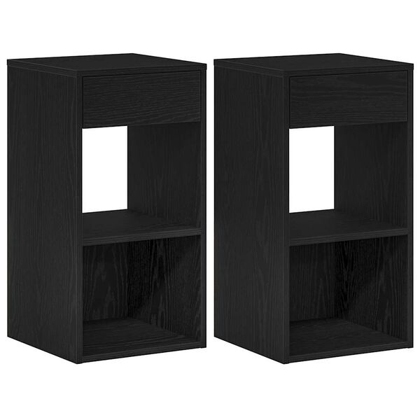 vidaXL Comodini con Cassetto 2 pz Rovere Neri 35x34x66,5 cm