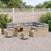 vidaXL Set Divano da Giardino con cuscino 12 pcs Beige Poly Rattan