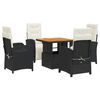 vidaXL Set da Pranzo da Giardino 5 pz Nero con Cuscini in Polyrattan