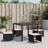 vidaXL Sgabelli da Giardino con Cuscini 4pz Neri 40x40x35cm Polyrattan