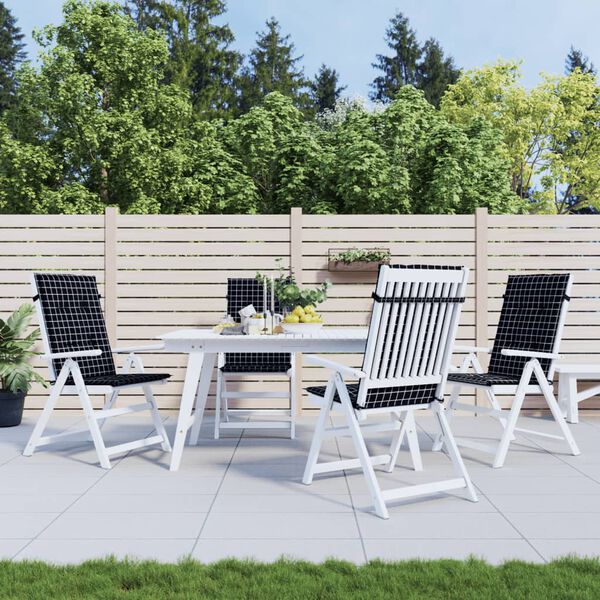 vidaXL Cuscini per Sedia Schienale Alto 4 pz Neri a Quadri in Tessuto