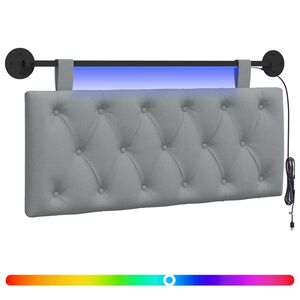 vidaXL Testiera sospesa Con luce LED Grigio Chiaro Tessuto