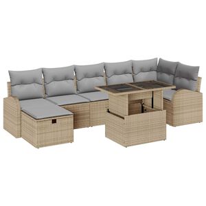vidaXL Set Divano da Giardino con cuscino 8 pcs Beige Poly Rattan