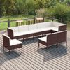 vidaXL Set Divani da Giardino 9 pz con Cuscini in Polyrattan Marrone