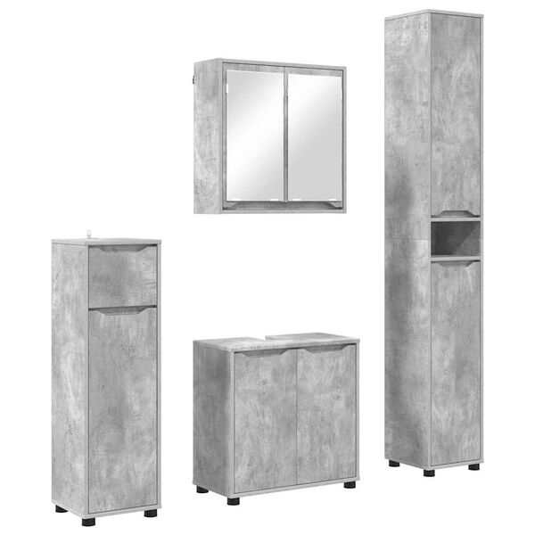 vidaXL Set di mobili per il bagno con cassetto 4 pcs Grigio cemento