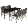 vidaXL Set Pranzo da Giardino 5pz con Cuscini Grigio Chiaro Polyrattan