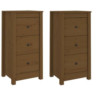 vidaXL Credenze 2 pz Ambrate 40x35x80 cm in Legno Massello di Pino