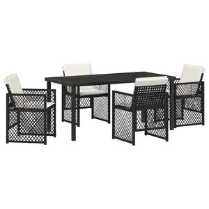 vidaXL Set da Pranzo per Giardino 5 pcs Nero polyrattan
