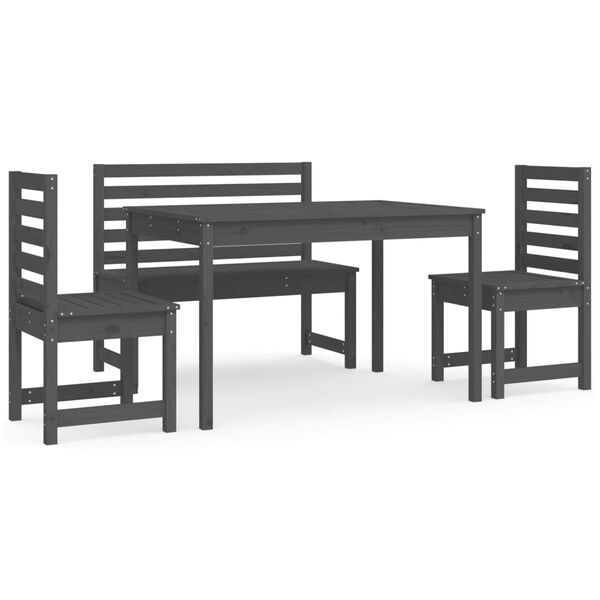 vidaXL Set da Pranzo per Giardino 4pz Grigio in Legno Massello di Pino