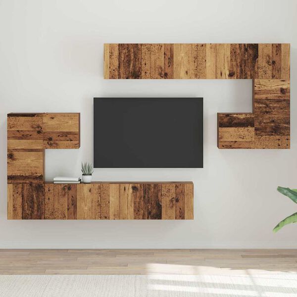 vidaXL Unit&agrave; TV 4 pcs Legno vecchio Legno multistrato