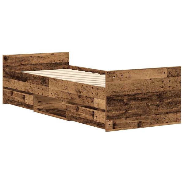vidaXL Giroletto senza Materasso Legno Antico 100x200cm in Truciolato