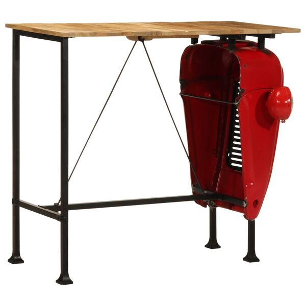 vidaXL Tavolino Bar Trattore Rosso e Marrone 55x120x107 cm Legno Mango