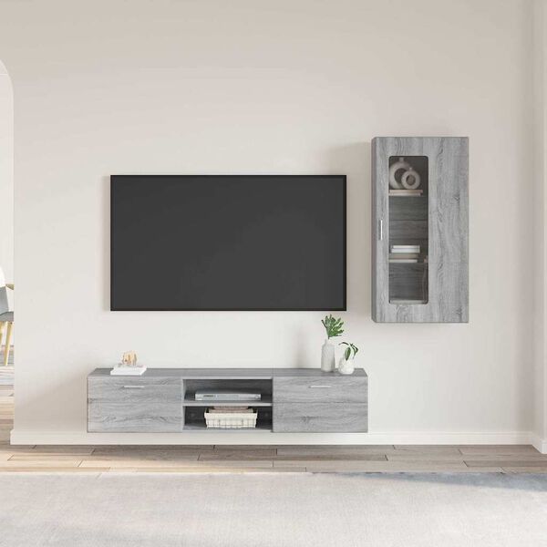 vidaXL Set mobile TV con porta FLORIN Grigio Sonoma Legno multistrato